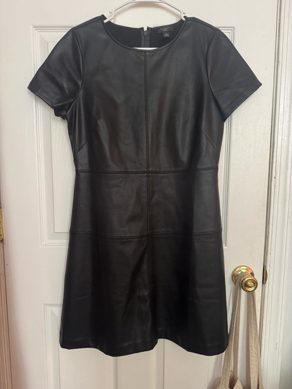 Ann Taylor Black Faux Leather Mini Dress